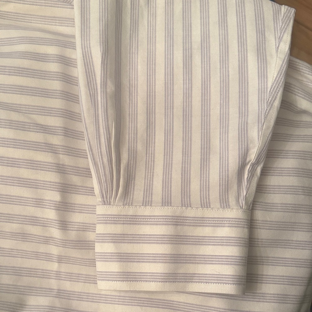 Men’s Brooks Brothers Purple and White Striped Dress Shirt 100% Supima cotton. - Picture 5 of 5